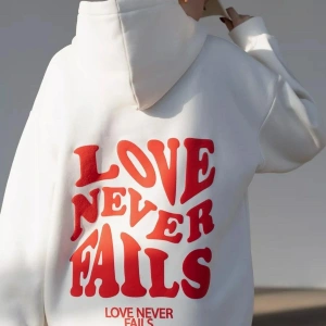 Unisex Love Never Fails Sweatshirt Beyaz