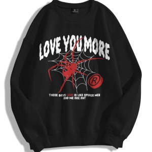 Unisex Love You More Bisiklet Yaka Sweatshirt Hoodie
