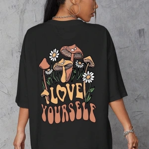 Unisex Love Yourself Baskılı T-shirt