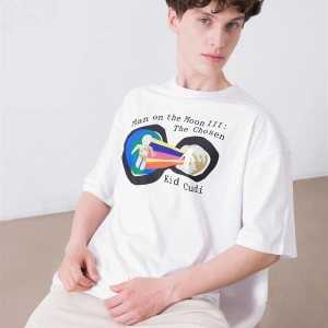 Unisex Man On The Moon 3 Kid Cudi Beyaz Tshirt