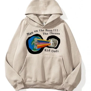 Unisex Man On The Moon Sweatshirt Hoodie Gri