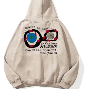 Unisex Man On The Moon Sweatshirt Hoodie Gri
