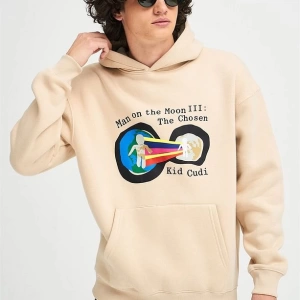 Unisex Man On The Moon Sweatshirt Hoodie Gri