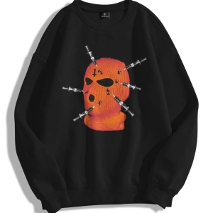 Unisex Maske Bisiklet Yaka Sweatshirt