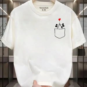 UNİSEX Mickey Minimalis Baskı T-shirt