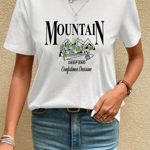 Unisex Montain Baskılı T-shirt
