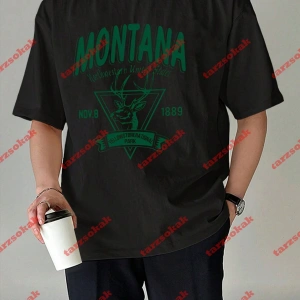 Unisex Montana  Baskılı Tshirt Beyaz