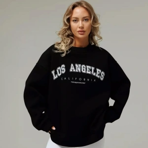 Unisex Moscow Bisiklet Yaka Sweatshirt Siyah