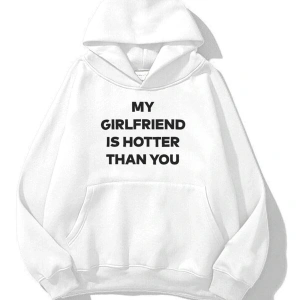 Unisex My Girlfriend Sweatshirt Hoodie Beyaz