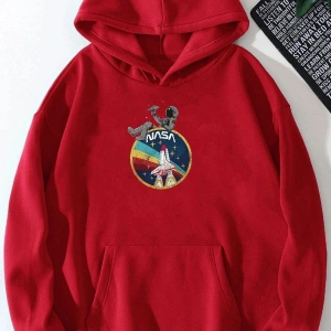 Unisex Nasa Baskılı Sweatshirt KP-BEYAZ-GEMI