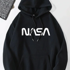 Unisex Nasa Baskılı Sweatshirt KPP-Siyah-NS(Yazı)