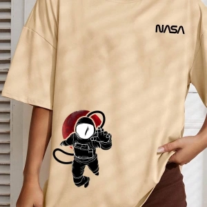 Unisex Nasa Baskılı T-shirt