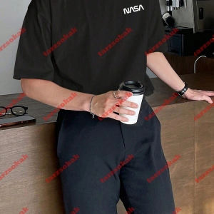 Unisex Nasaa Baskılı Tshirt Beyaz