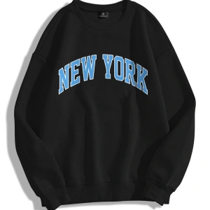 Unisex New York Bisiklet Yaka Sweatshirt Siyah