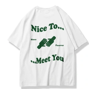 Unisex Nice To Meet You Tshirt Beyaz