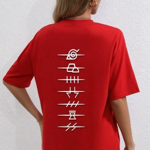Unisex Ninja Akatsuki Baskılı T-shirt
