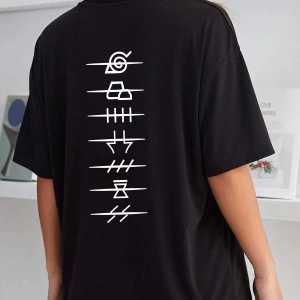 Unisex Ninja Akatsuki Baskılı T-shirt