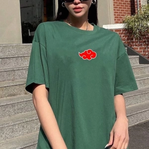 Unisex Ninja Akatsuki Baskılı T-shirt
