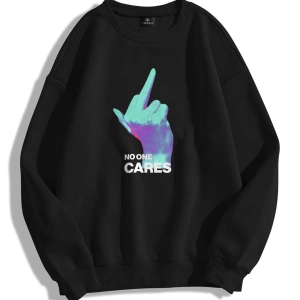 Unisex No One Cares Bisiklet Yaka Sweatshirt
