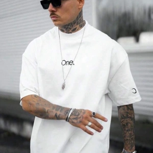 Unisex One Kol Hilal Baskılı Oversize %100 Pamuk