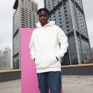Unisex Oversize Basic Sweatshirt Hoodie Beyaz