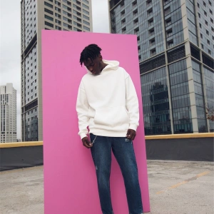 Unisex Oversize Basic Sweatshirt Hoodie Beyaz