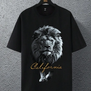 Unisex Oversize Kalıp Aslan & Harf Grafikli Harajuku Style