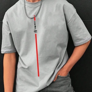 Unisex Oversize Kalıp Mektup Grafik Damla Omuz Harajuku Style
