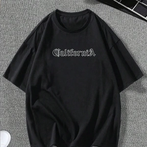 Unisex Oversize Kalıp Mektup Grafik Damla Omuz Harajuku Style