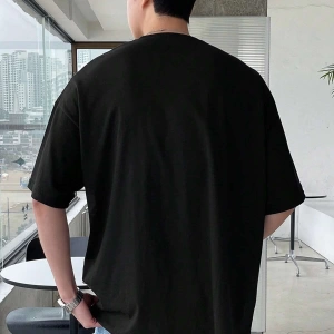 Unisex Oversize Kalıp Pamuk Harfli Grafik Damla Omuz Harajuku Style