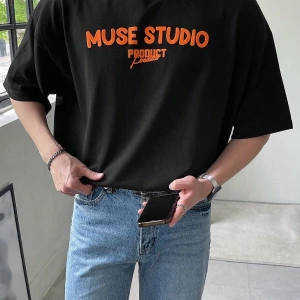 Unisex Oversize Kalıp Pamuk Harfli Grafik Damla Omuz Harajuku Style