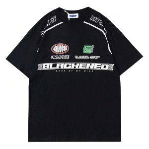 Unisex Oversize Kalıp Sloganlı Grafik Harajuku Style