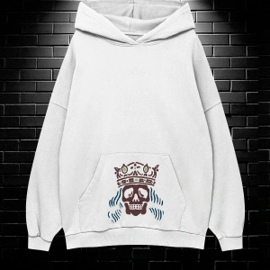 Unisex Oversize Kapüşonlu Kanguru Cepli Get High Stay High Baskılı Sweatshirt Hoodie Beyaz