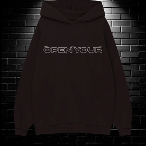 Unisex Oversize Kapüşonlu Kanguru Cepli Open Your Baskılı Sweatshirt Hoodie Beyaz