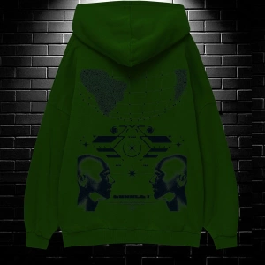 Unisex Oversize Kapüşonlu Kanguru Cepli Resro Futurısm Baskılı Sweatshirt Hoodie