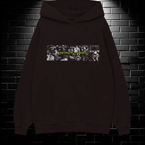 Unisex Oversize Kapüşonlu Kanguru Cepli Scaryskul Baskılı Sweatshirt Hoodie Beyaz