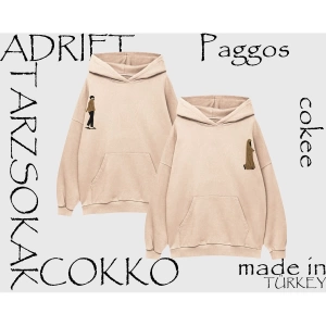 Unisex Oversize Kapüşonlu Kanguru Cepli Sevgili Tesettür Baskılı