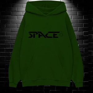 Unisex Oversize Kapüşonlu Kanguru Cepli Space Worldred Baskılı Sweatshirt Hoodie