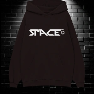 Unisex Oversize Kapüşonlu Kanguru Cepli Space Worldred Baskılı Sweatshirt Hoodie Beyaz