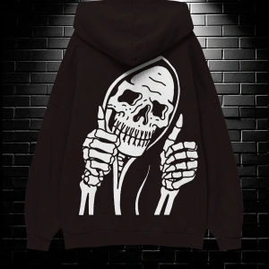 Unisex Oversize Kapüşonlu Kanguru Cepli Stay Positive Test Negative Baskılı Sweatshirt Hoodie Siyah