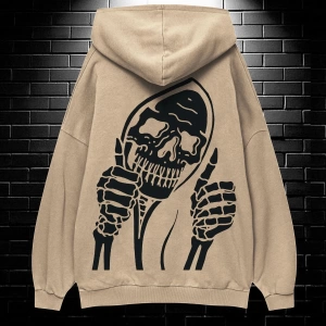 Unisex Oversize Kapüşonlu Kanguru Cepli Stay Positive Test Negative Baskılı Sweatshirt Hoodie