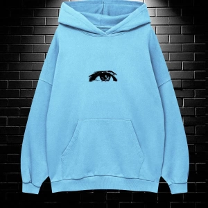 Unisex Oversize Kapüşonlu Kanguru Cepli Wıshful Baskılı Sweatshirt Hoodie