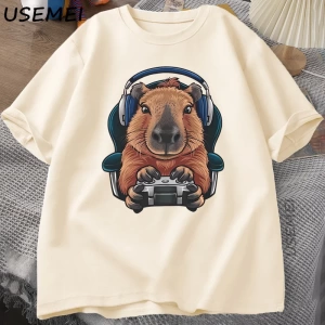 Unisex Oyuncu Kapibara Gömlek, Kapibara Tank Top, Grafik Sevimli Kemirgen Tişörtü, Denetleyic 2982