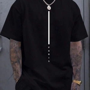 Unisex Paris Çizgi Baskılı Oversize %100 Pamuk