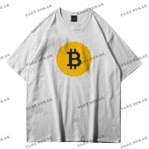 Unisex Pixel Bitcoin Beyaz