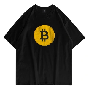 Unisex Pixel Bitcoin Beyaz Tshirt