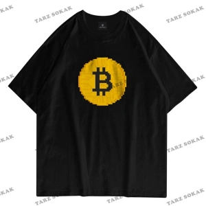 Unisex Pixel Bitcoin Siyah