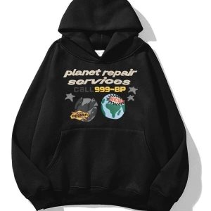 Unisex Planet Repair Sweatshirt Siyah