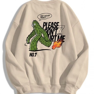 Unisex Please Dont Hurt Me Bisiklet Yaka Sweatshirt Hoodie Gri