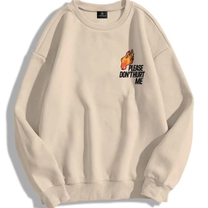 Unisex Please Dont Hurt Me Bisiklet Yaka Sweatshirt Hoodie Gri